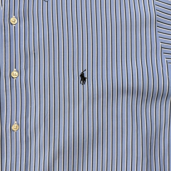 Ralph Lauren Business Mens Classic Fit Blue White Pinstripe Button Up 18 36/37 - Picture 2 of 9
